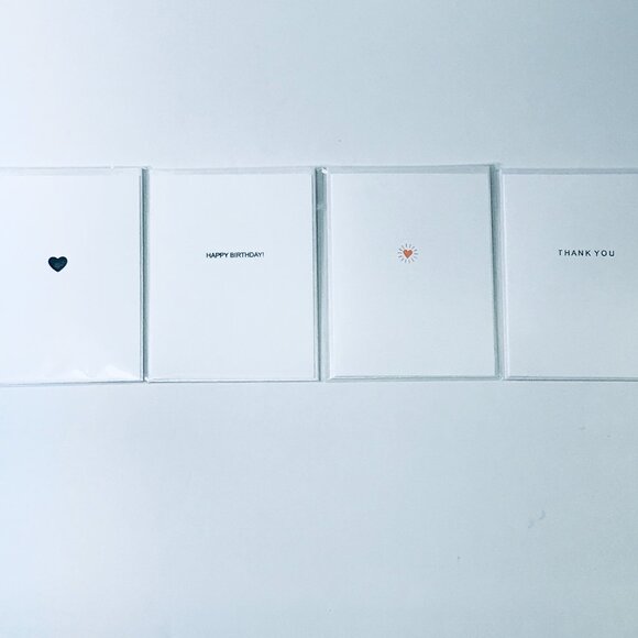 Set of 4 Cards - Blank Folded Cards - Hand Stamped - 100 % Recycled Paper - Picture 2 of 3